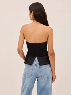 Petra Black Quilted Satin Bandeau Top -Kitri Studio PETRA BLACK ECOM 04