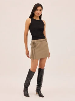 Quinn Tailored Mini Skirt 8 Quinn Tailored Mini Skirt -Kitri Studio QUINN TAUPE ECOM 01