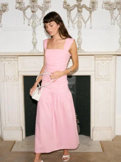 Reese Pink Cotton Linen Dress 15 Reese Pink Cotton Linen Dress -Kitri Studio REESEPINK2