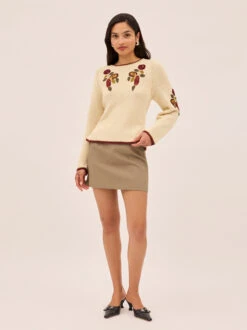 Renata Ivory Hand-Embroidered Jumper