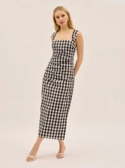 Rita Gingham Linen Blend Dress 10 Rita Gingham Linen Blend Dress -Kitri Studio RITABLACKGINHAM ECOMV2 001