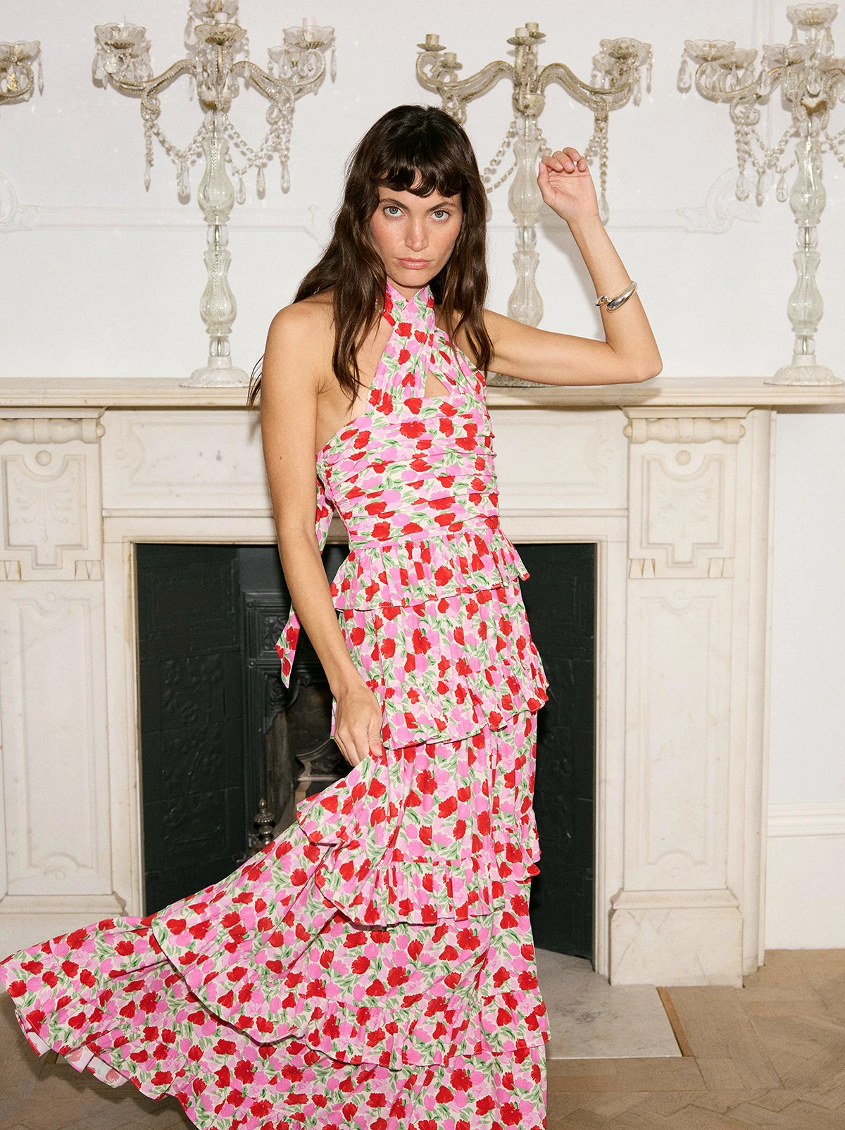 Romily Pink Floral Print Maxi Dress 5 Romily Pink Floral Print Maxi Dress - Image 5