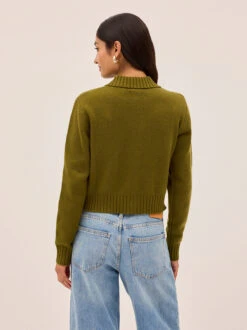 Romy Olive Wool-Blend Collared Cardigan 9 Romy Olive Wool-Blend Collared Cardigan -Kitri Studio ROMY OLIVE ECOM 02