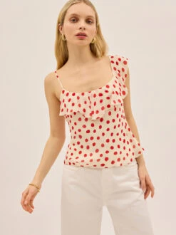 Rosaline Red Polka Dot Top