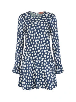 Stefania Navy Polka Dot Satin Mini Dress