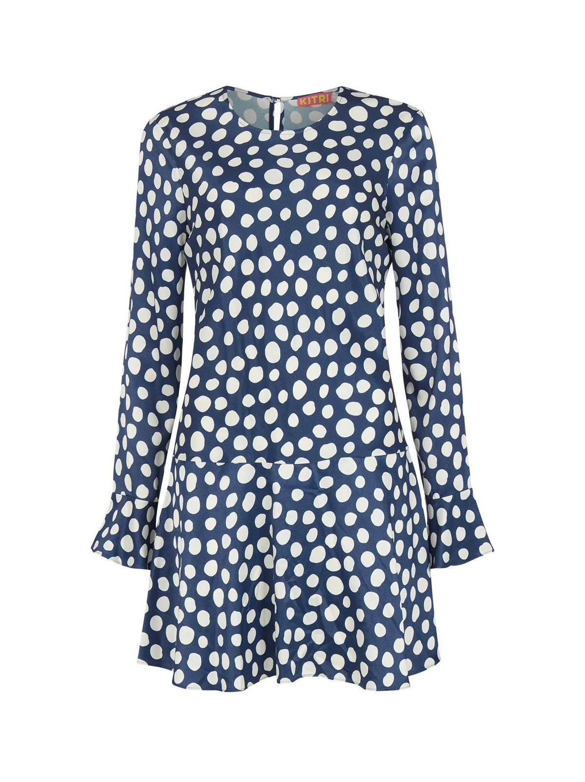Stefania Navy Polka Dot Satin Mini Dress 1 Stefania Navy Polka Dot Satin Mini Dress