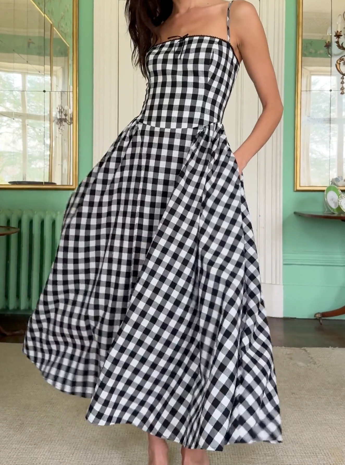 Sabrina Gingham Linen Blend Dress 6 Sabrina Gingham Linen Blend Dress - Image 6