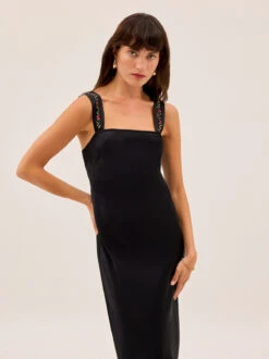 Tabitha Embroidered Black Satin Dress 11 Tabitha Embroidered Black Satin Dress -Kitri Studio TABITHA BLACK ECOM 02