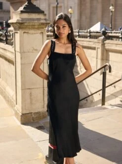 Tabitha Embroidered Black Satin Dress 10 Tabitha Embroidered Black Satin Dress -Kitri Studio TABITHA BLACK LOOKBOOK 1