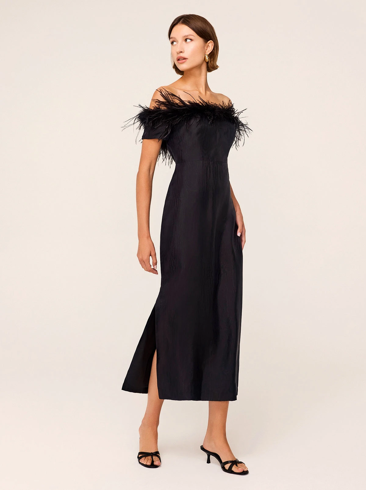 Vivien Black Feather Midi Dress 3 Vivien Black Feather Midi Dress - Image 3