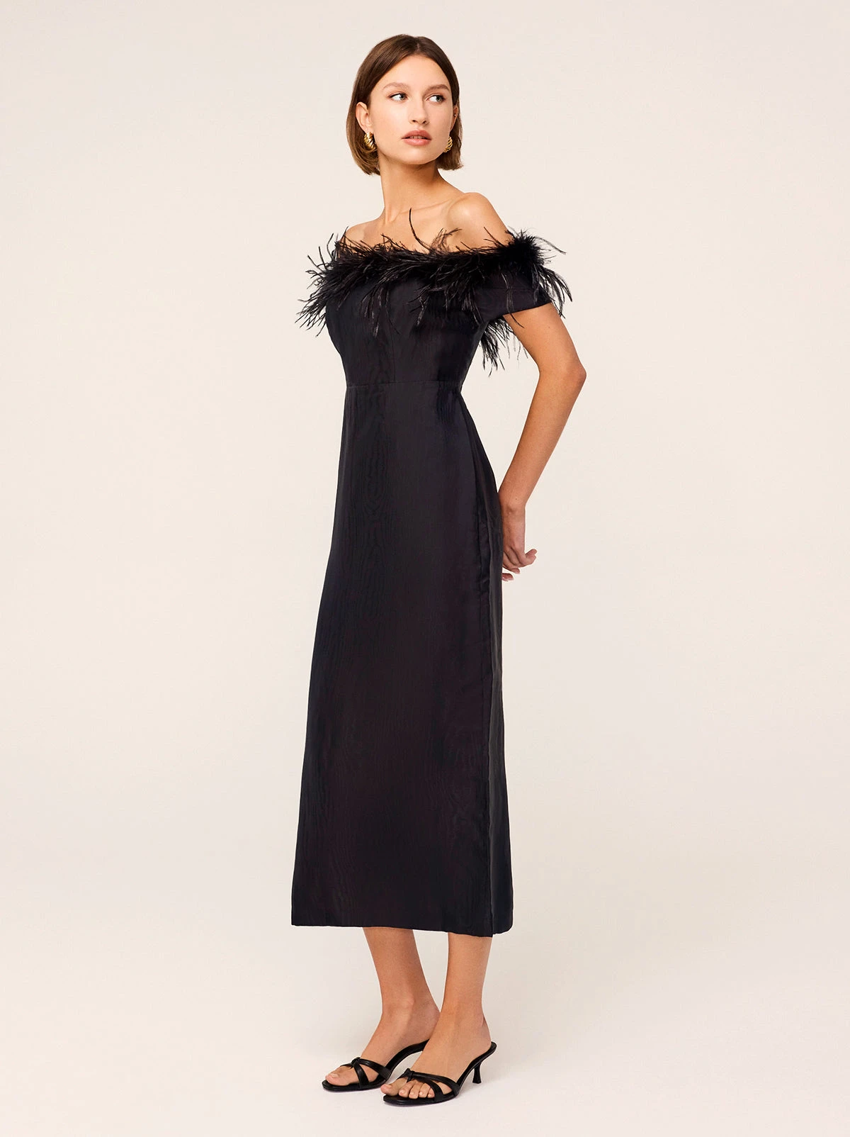 Vivien Black Feather Midi Dress 4 Vivien Black Feather Midi Dress - Image 4