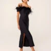 Vivien Black Feather Midi Dress