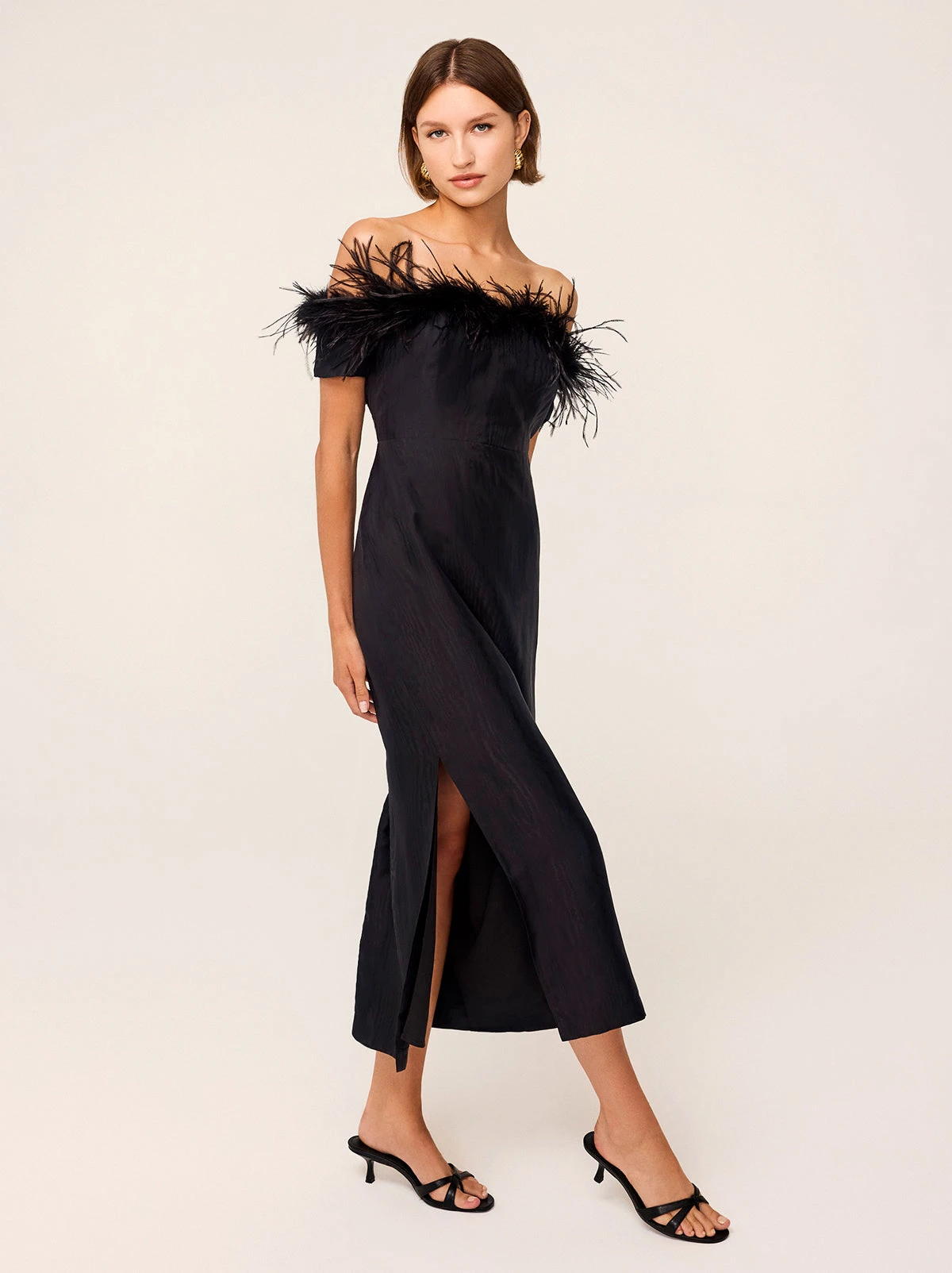 Vivien Black Feather Midi Dress 1 Vivien Black Feather Midi Dress