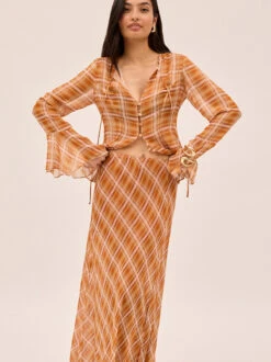 Zoe Apricot Check Print Skirt 11 Zoe Apricot Check Print Skirt -Kitri Studio ZOE APRICOT ECOM 04