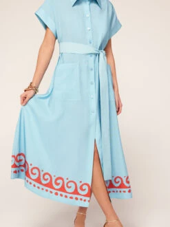 Alessandra Blue Wave Print Midi Shirt Dress 7 Alessandra Blue Wave Print Midi Shirt Dress -Kitri Studio alessandra blue wave print midi shirt dress by kitri studio 44978231640364
