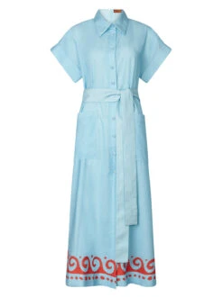 Alessandra Blue Wave Print Midi Shirt Dress 9 Alessandra Blue Wave Print Midi Shirt Dress -Kitri Studio alessandra blue wave print midi shirt dress by kitri studio 44978242552108