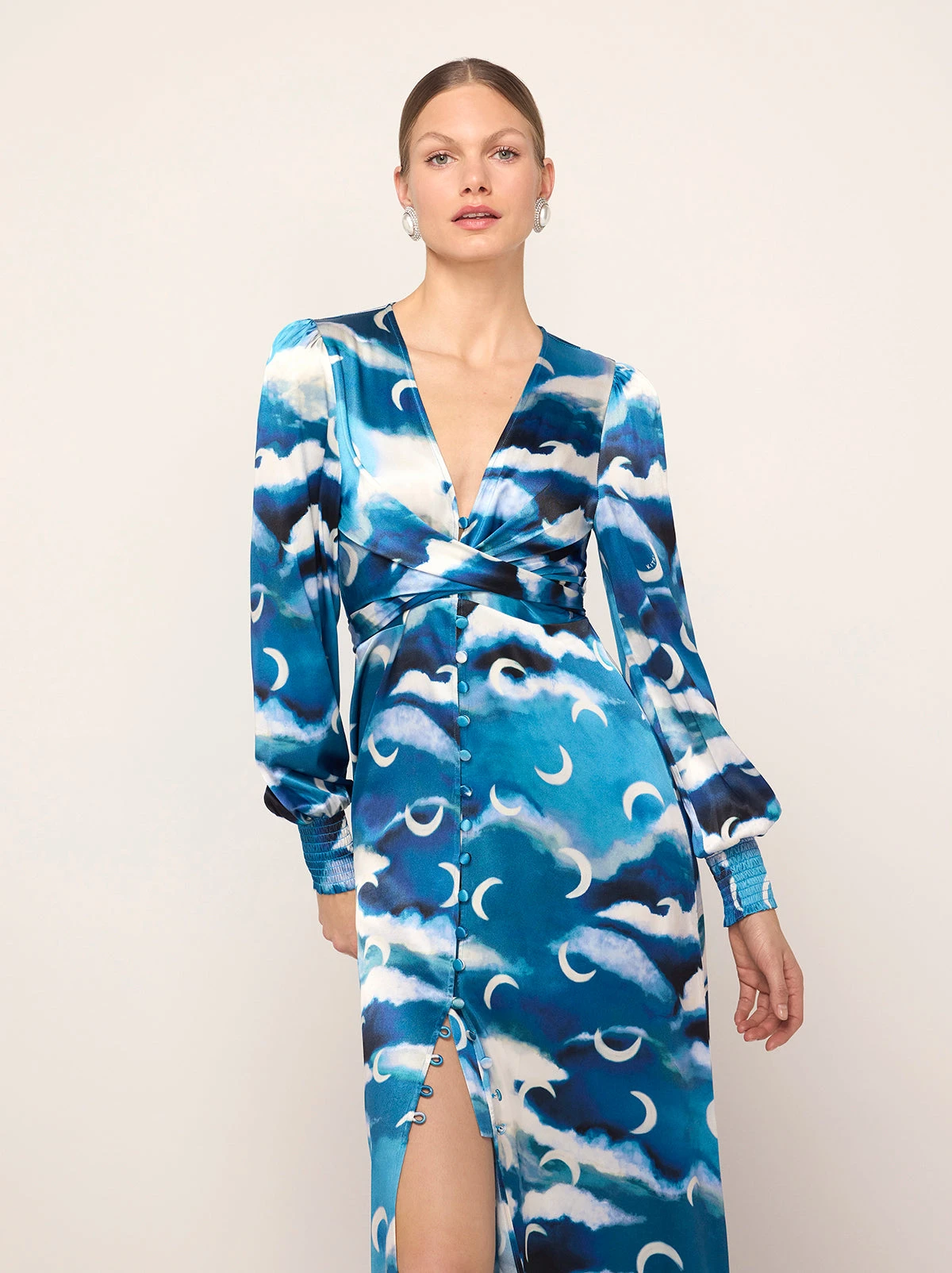 Aurora Blue Cloud Print Maxi Dress 2 Aurora Blue Cloud Print Maxi Dress - Image 2