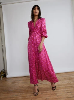 Aurora Pink Heart Print Maxi Dress 8 Aurora Pink Heart Print Maxi Dress -Kitri Studio aurora pink heart print maxi dress by kitri studio 29469106077747