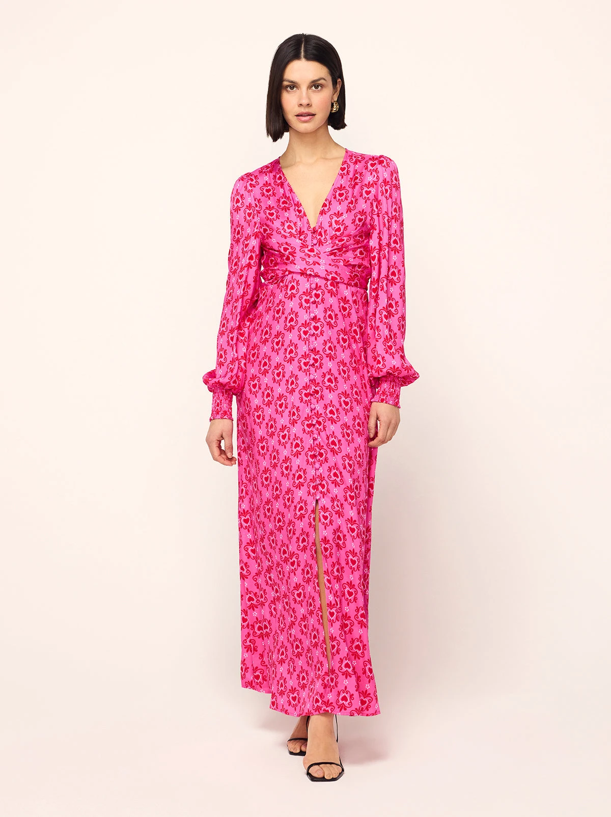 Aurora Pink Heart Print Maxi Dress 2 Aurora Pink Heart Print Maxi Dress - Image 2