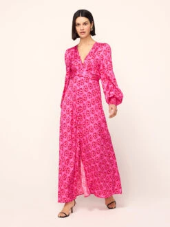 Aurora Pink Heart Print Maxi Dress
