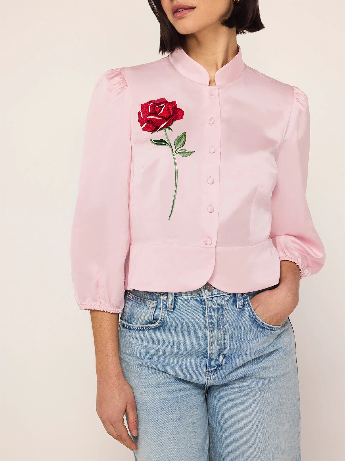 Bettina Pink Rose Embroidered Top 4 Bettina Pink Rose Embroidered Top - Image 4