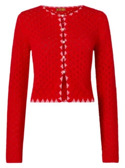 Carmel Red Pointelle Knit Cardigan 7 Carmel Red Pointelle Knit Cardigan -Kitri Studio carmel red pointelle knit cardigan by kitri studio 44022862545196