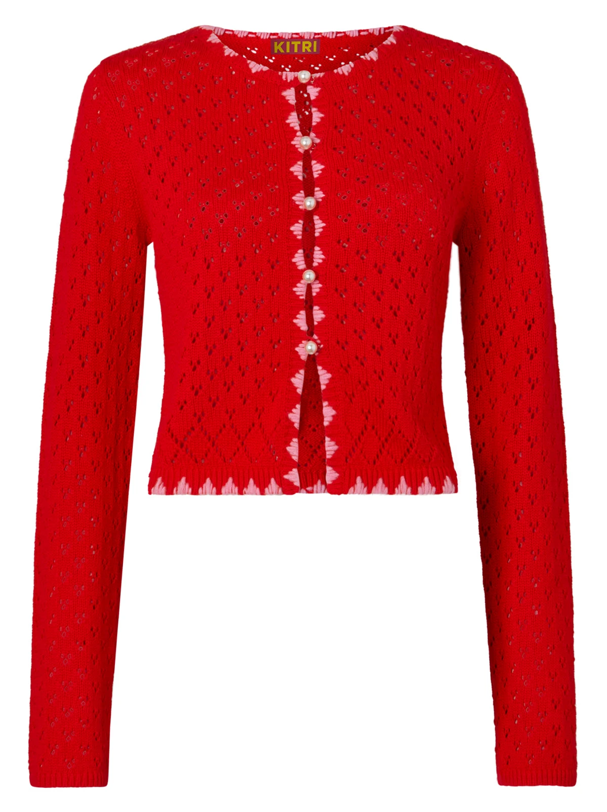 Carmel Red Pointelle Knit Cardigan 4 Carmel Red Pointelle Knit Cardigan - Image 4