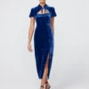 Carmella Navy Velvet Midi Dress