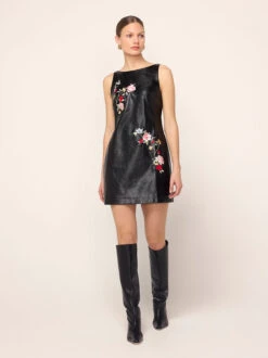 Carolyn Black Embroidered Vinyl Mini Dress -Kitri Studio carolyn black embroidered vinyl mini dress by kitri studio 46356249149740