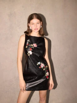 Carolyn Black Embroidered Vinyl Mini Dress -Kitri Studio carolyn black embroidered vinyl mini dress by kitri studio 46356249248044