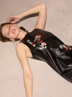 Carolyn Black Embroidered Vinyl Mini Dress -Kitri Studio carolyn black embroidered vinyl mini dress by kitri studio 46356249280812