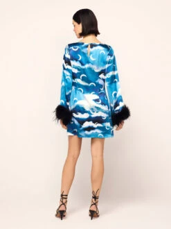 Celina Blue Cloud Print Feather Mini Dress 10 Celina Blue Cloud Print Feather Mini Dress -Kitri Studio celina blue cloud print feather mini dress by kitri studio 46356274872620