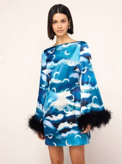 Celina Blue Cloud Print Feather Mini Dress 9 Celina Blue Cloud Print Feather Mini Dress -Kitri Studio celina blue cloud print feather mini dress by kitri studio 46356274970924