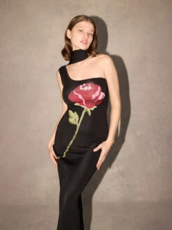 Kitri Studio 9 Kitri Studio -Kitri Studio chloe black rose one shoulder knit dress by kitri studio 46356284244268