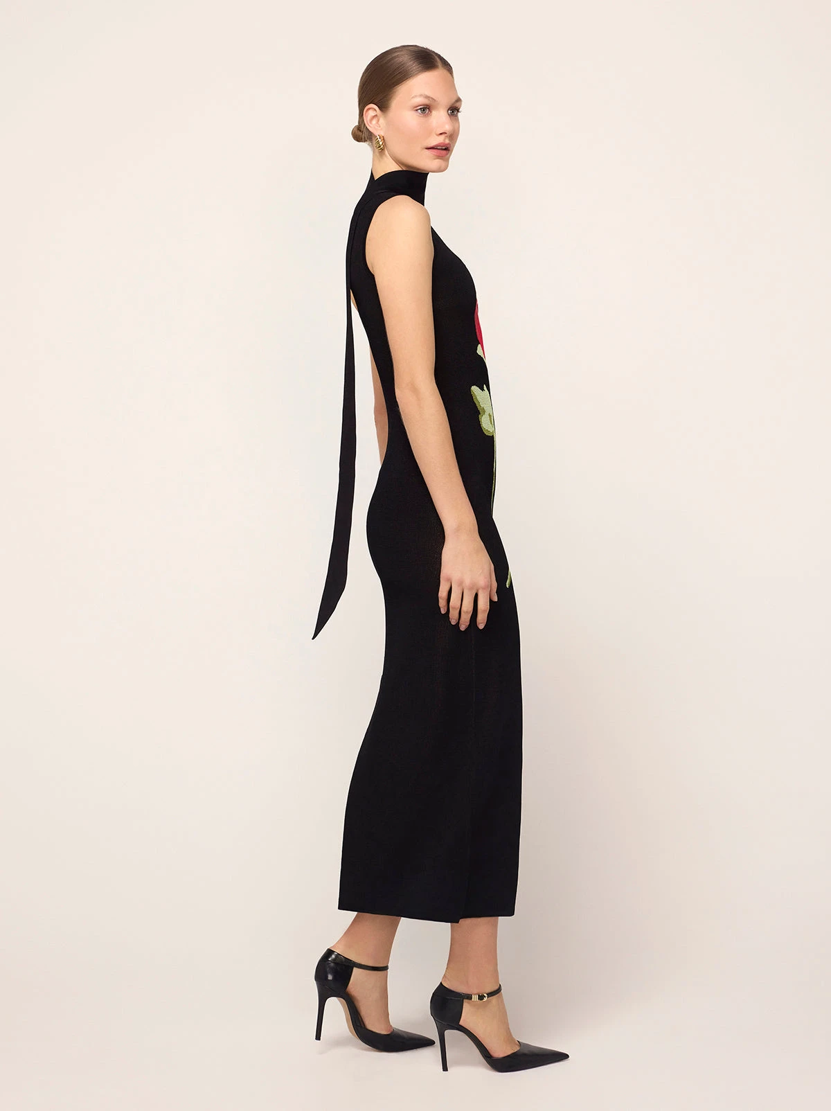 Chloe Black Rose One Shoulder Knit Dress 4 Chloe Black Rose One Shoulder Knit Dress - Image 4