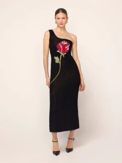 Chloe Black Rose One Shoulder Knit Dress 14 Chloe Black Rose One Shoulder Knit Dress -Kitri Studio chloe black rose one shoulder knit dress by kitri studio 46356316389676