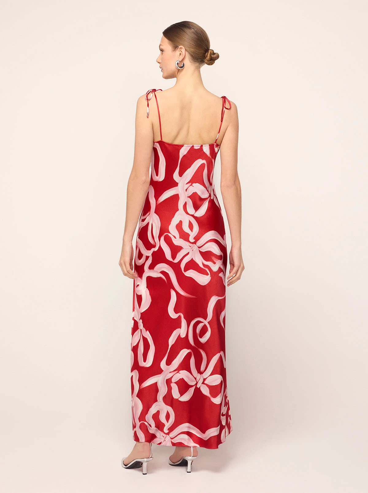 Cindy Red Ribbon Print Maxi Dress 5 Cindy Red Ribbon Print Maxi Dress - Image 5