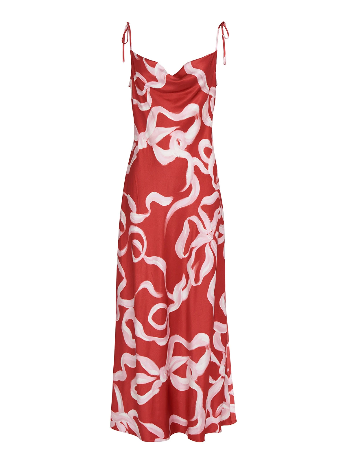 Cindy Red Ribbon Print Maxi Dress 4 Cindy Red Ribbon Print Maxi Dress - Image 4