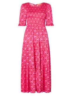 Gracie Pink Heart Print Shirred Dress 7 Gracie Pink Heart Print Shirred Dress -Kitri Studio gracie pink heart print shirred dress by kitri studio 29471490080819