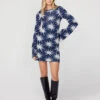 Greta Navy Star Lurex Knit Mini Dress