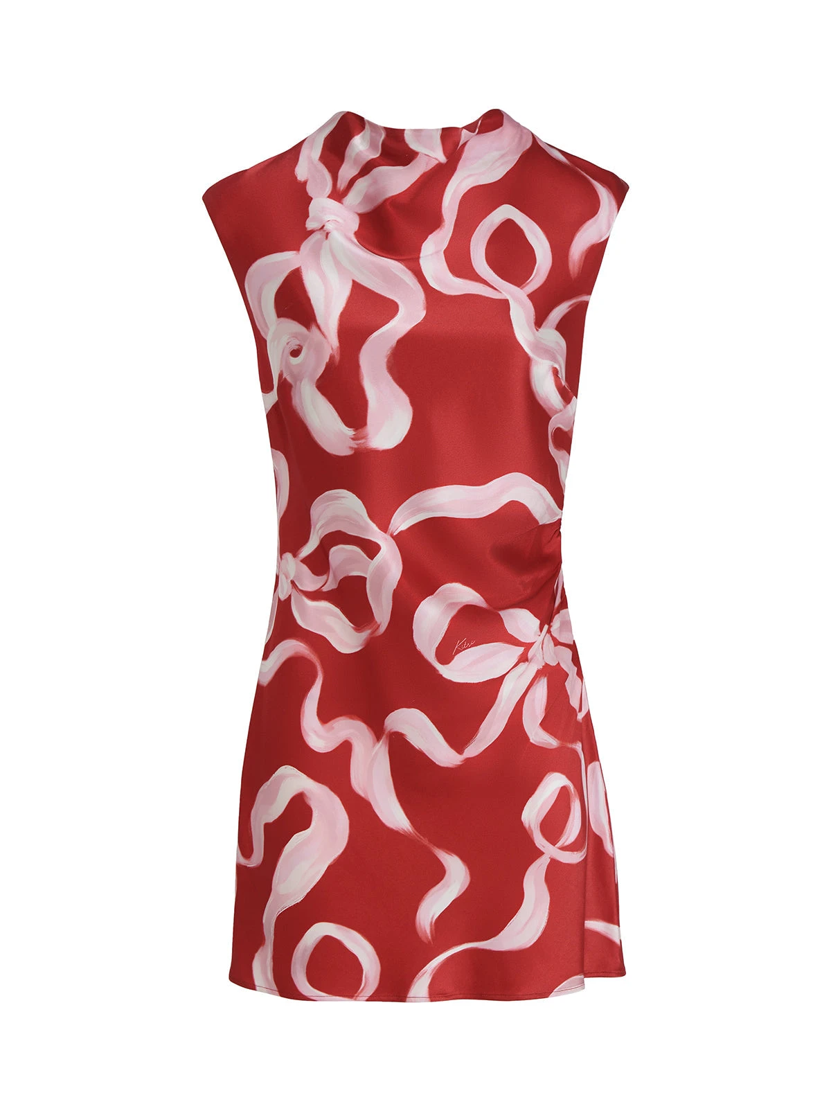 Hessa Red Ribbon Print Mini Dress 5 Hessa Red Ribbon Print Mini Dress - Image 5