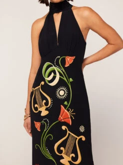 Jacquetta Black Cygnus And Lyra Print Halterneck Maxi Dress 10 Jacquetta Black Cygnus And Lyra Print Halterneck Maxi Dress -Kitri Studio jacquetta black cygnus and lyra print halterneck maxi dress by kitri studio 44961441579308