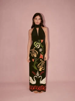 Kitri Studio 19 Kitri Studio -Kitri Studio jacquetta black cygnus and lyra print halterneck maxi dress by kitri studio 44961464713516