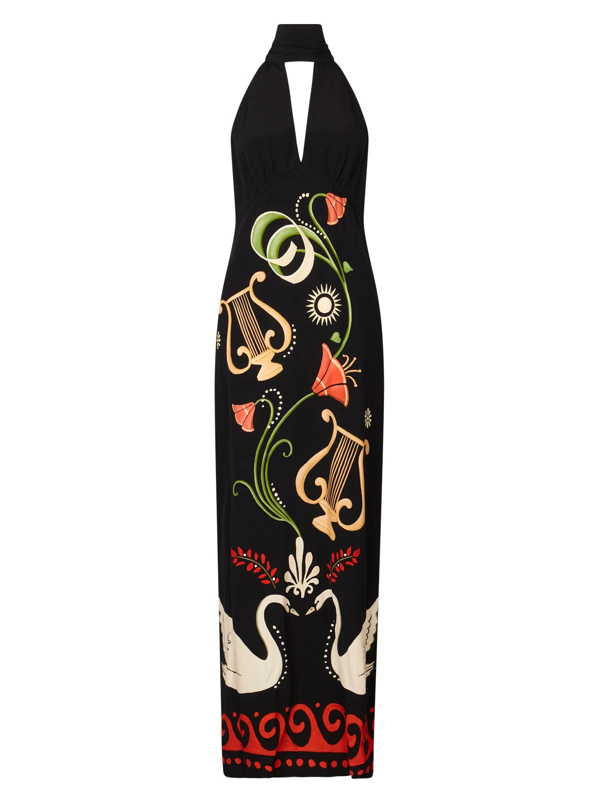 Jacquetta Black Cygnus And Lyra Print Halterneck Maxi Dress 6 Jacquetta Black Cygnus And Lyra Print Halterneck Maxi Dress - Image 6
