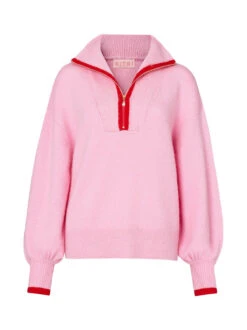 Lorna Pink Alpaca Blend Zip Collar Sweater 8 Lorna Pink Alpaca Blend Zip Collar Sweater -Kitri Studio lorna pink alpaca blend zip collar sweater by kitri studio 45615762702636