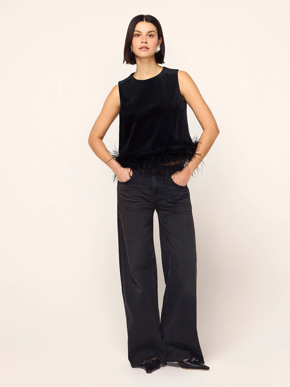 Lou Lou Black Velvet Feather Top 3 Lou Lou Black Velvet Feather Top - Image 3