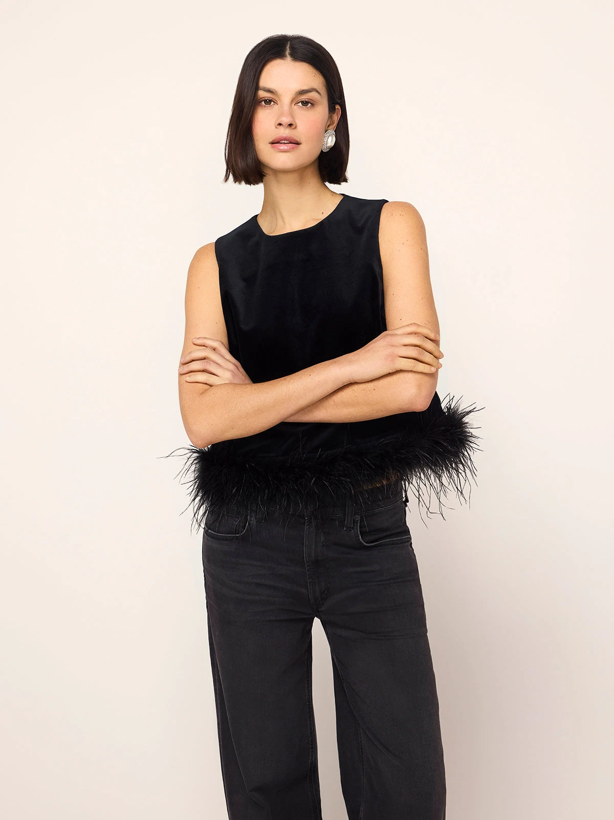 Lou Lou Black Velvet Feather Top 2 Lou Lou Black Velvet Feather Top - Image 2