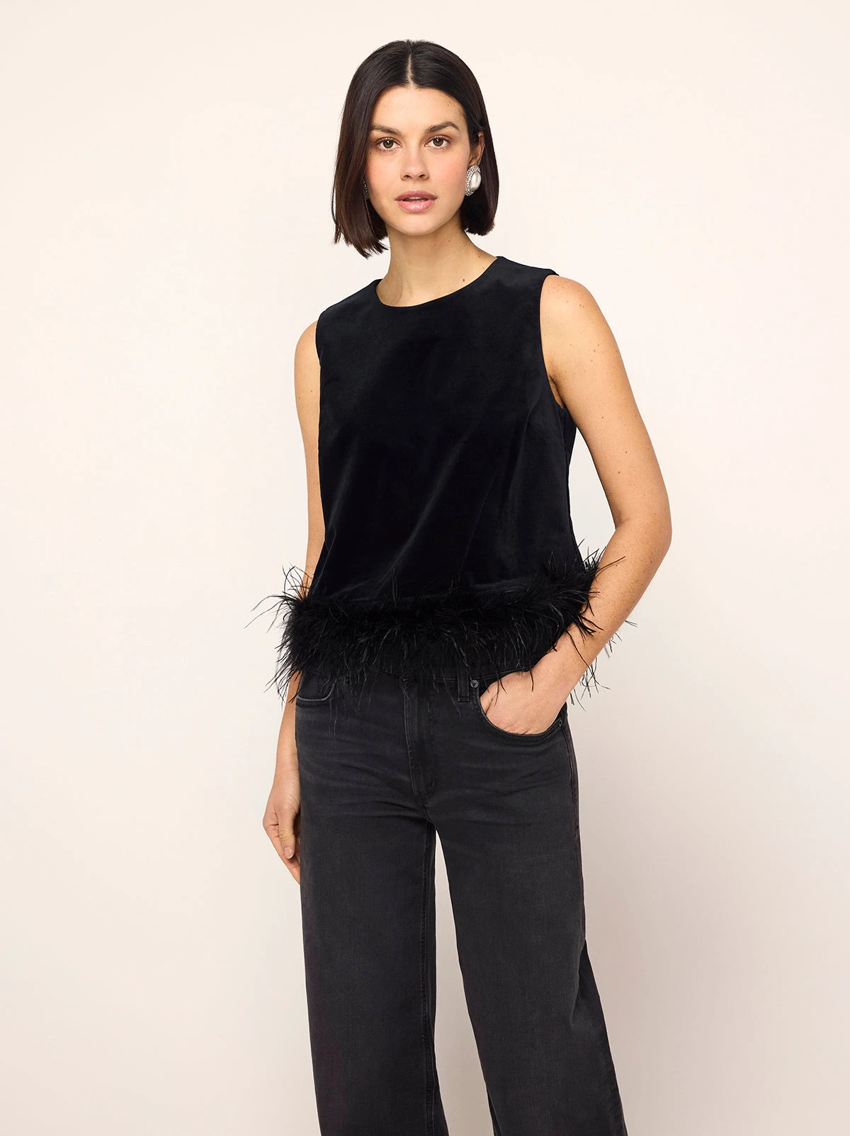 Lou Lou Black Velvet Feather Top 1 Lou Lou Black Velvet Feather Top