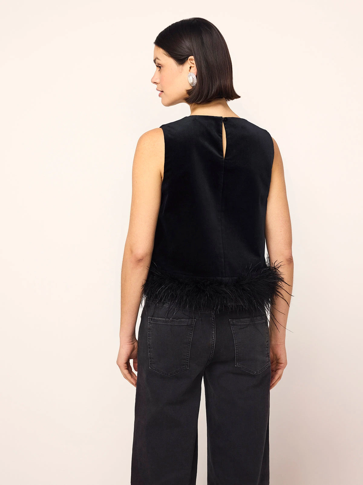 Lou Lou Black Velvet Feather Top 5 Lou Lou Black Velvet Feather Top - Image 5