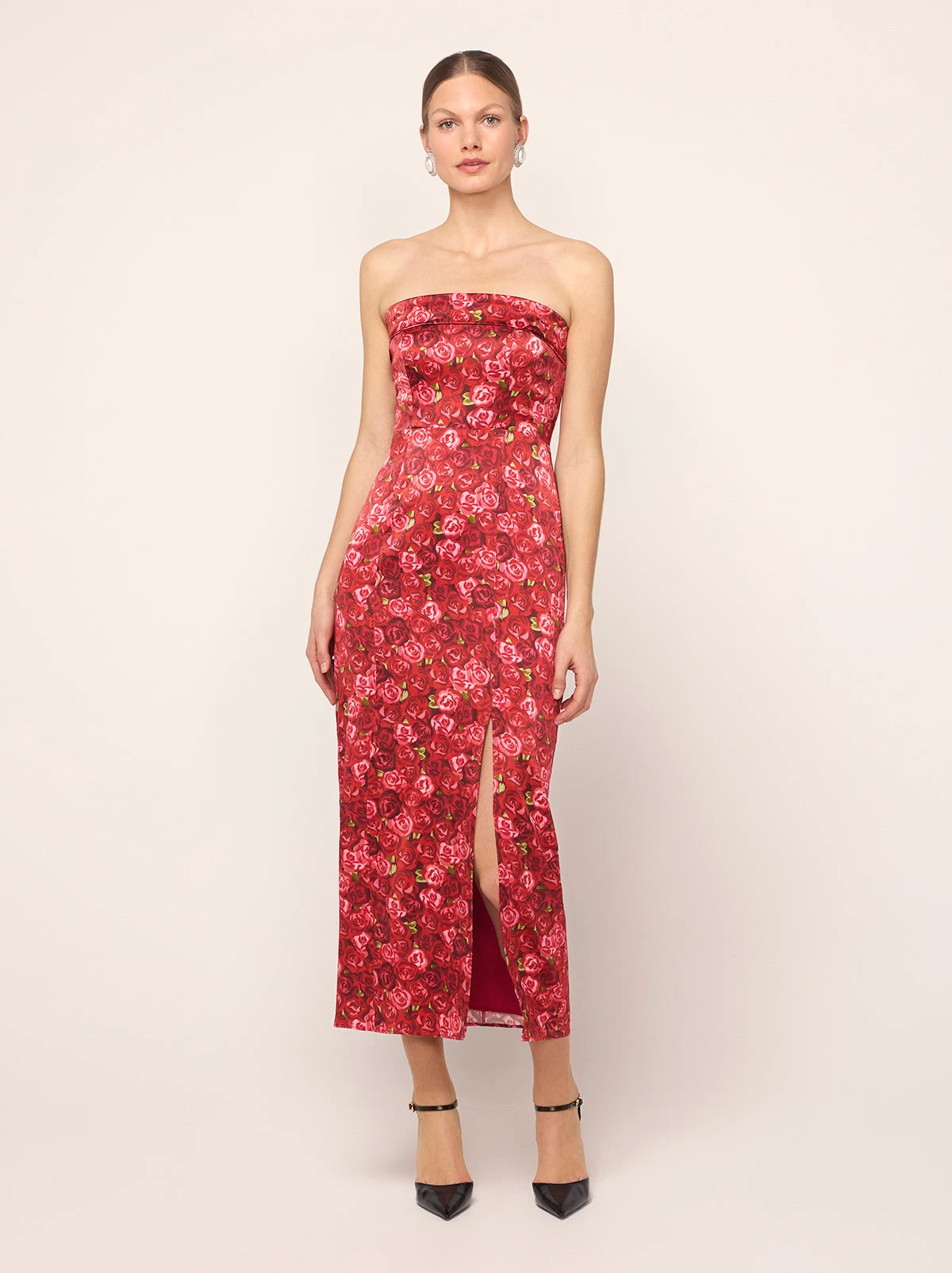 Marcelle Red Roses Print Dress 1 Marcelle Red Roses Print Dress